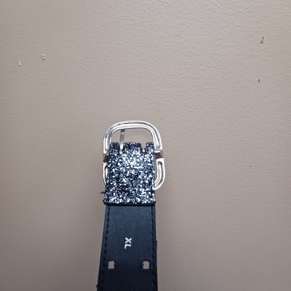 Sparkly Black Belt with Silver Buckle - XL - Picture 2 of 9